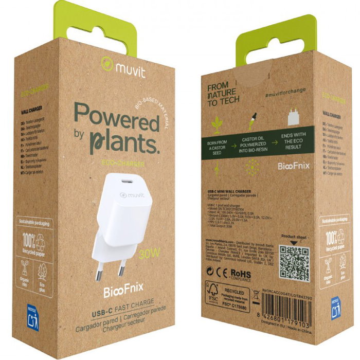Muvit Cargador de pared For Change MCACC0047 30W con USB Tipo-C Muvit Cargador de pared For Change MCACC0047 30W con USB Tipo-C